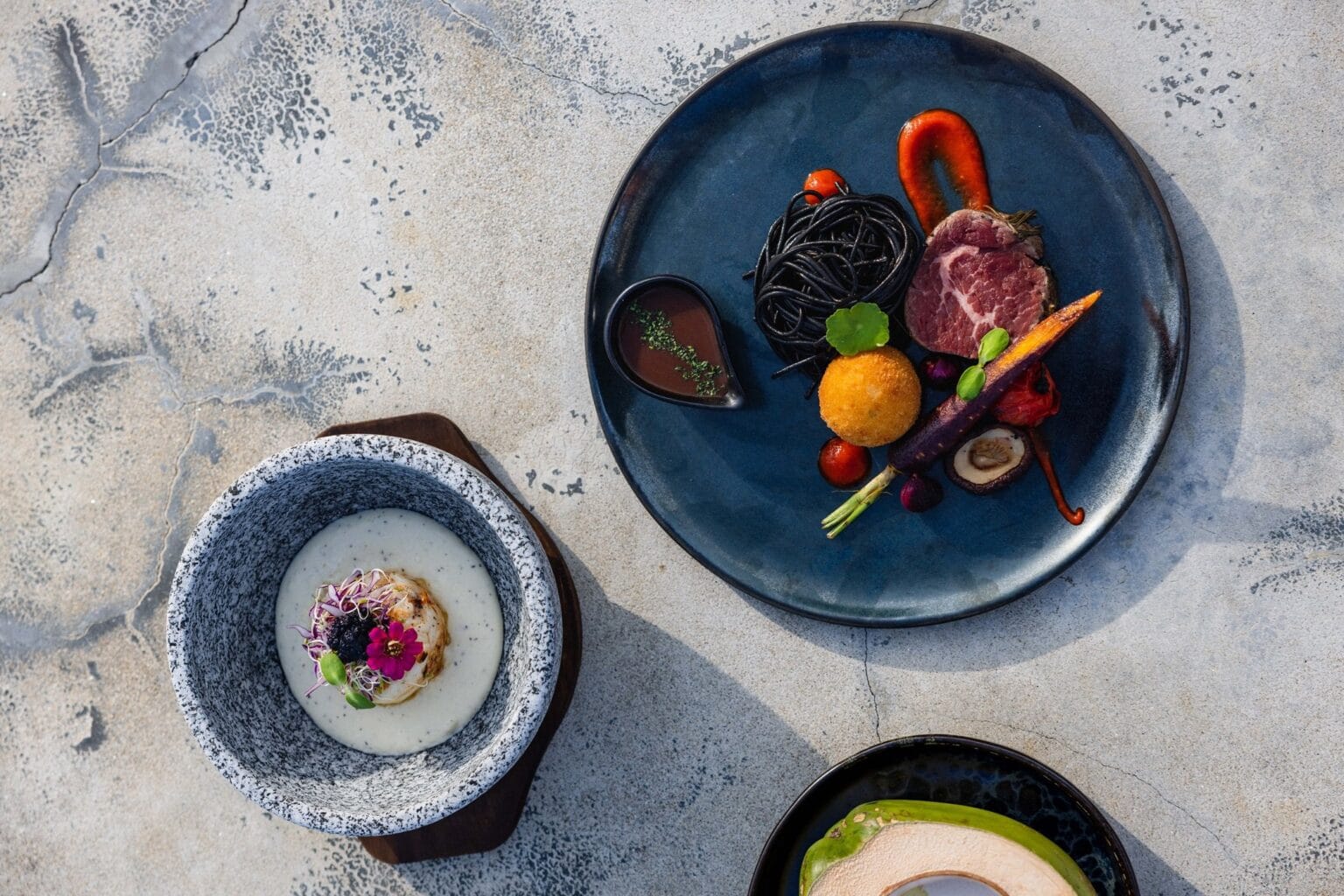 ani thailand dining dishes beef with black ink pasta