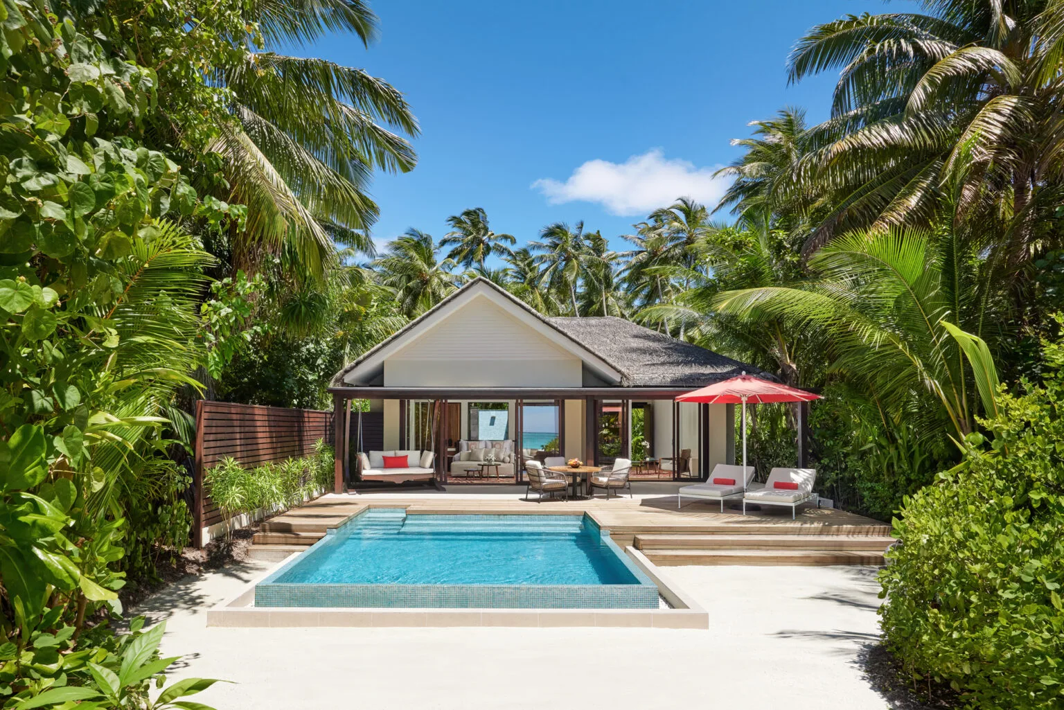 niyama private islands deluxe family beach pool villas front bliss