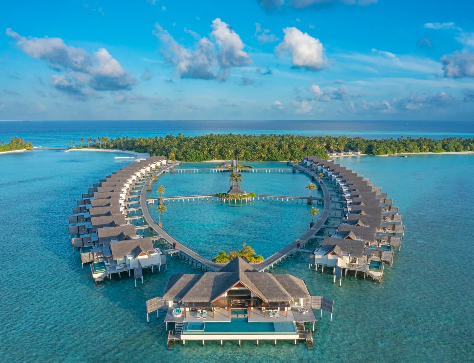 niyama private islands over water pool villas aerial view