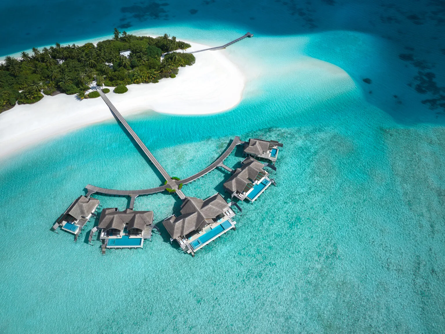 niyama private islands two bedroom ocean pool pavilion aerial view