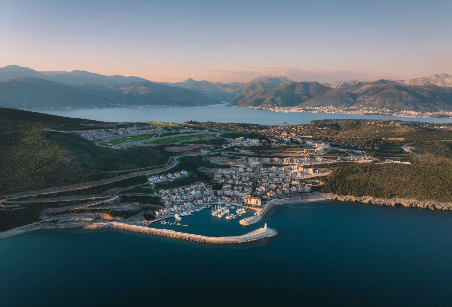 lustica bay aerial view