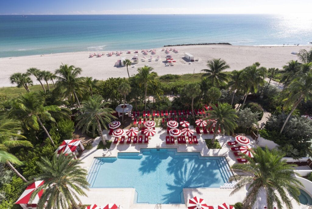 Faena Hotel Miami Beach plaża i obiekt z lotu ptaka
