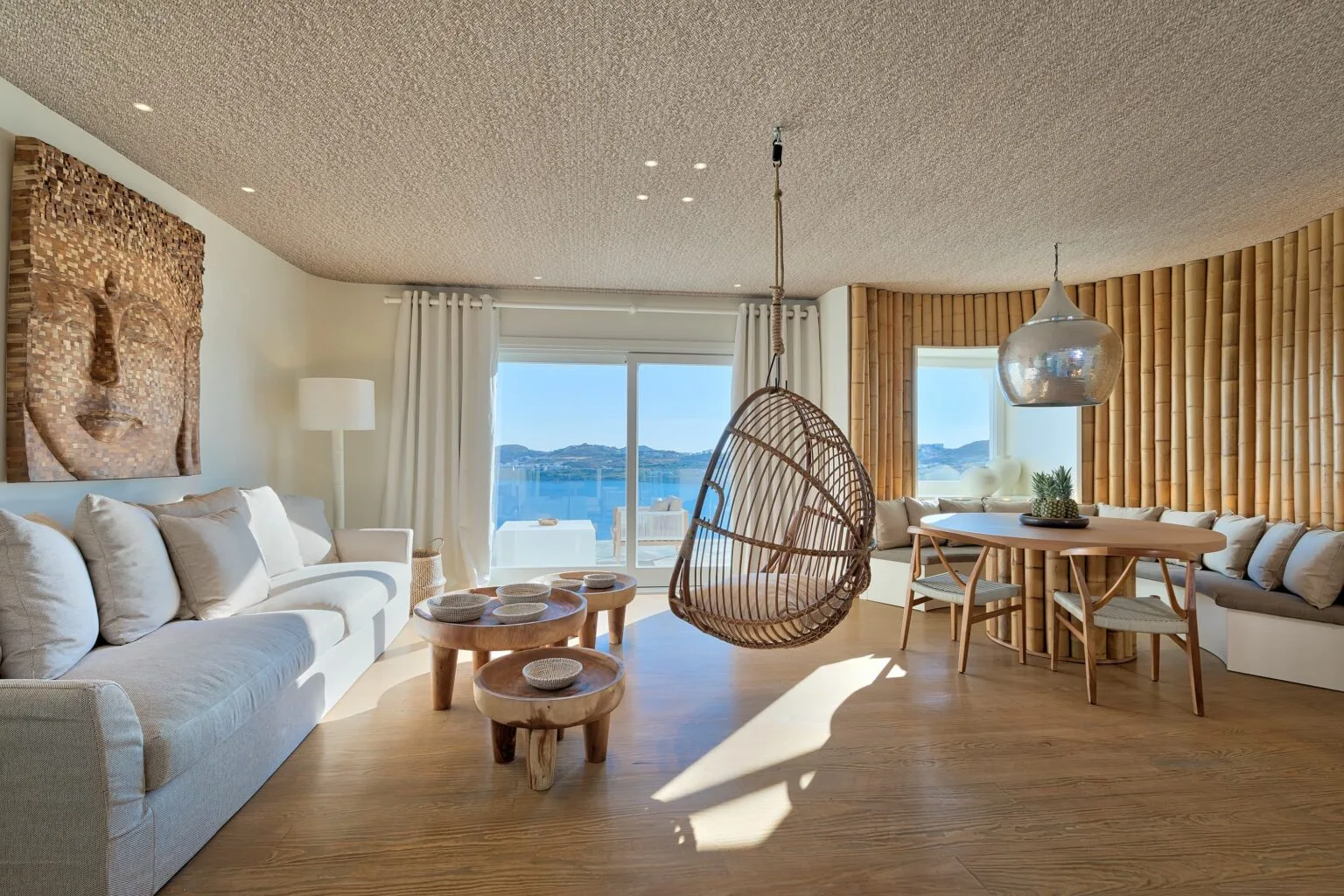 santa marina spacious villa in bright colors with a place to relax - hanging chair