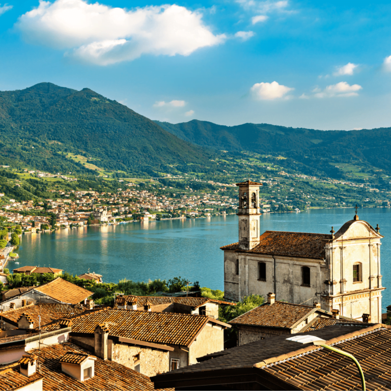 jezioro iseo z lotu ptaka włochy