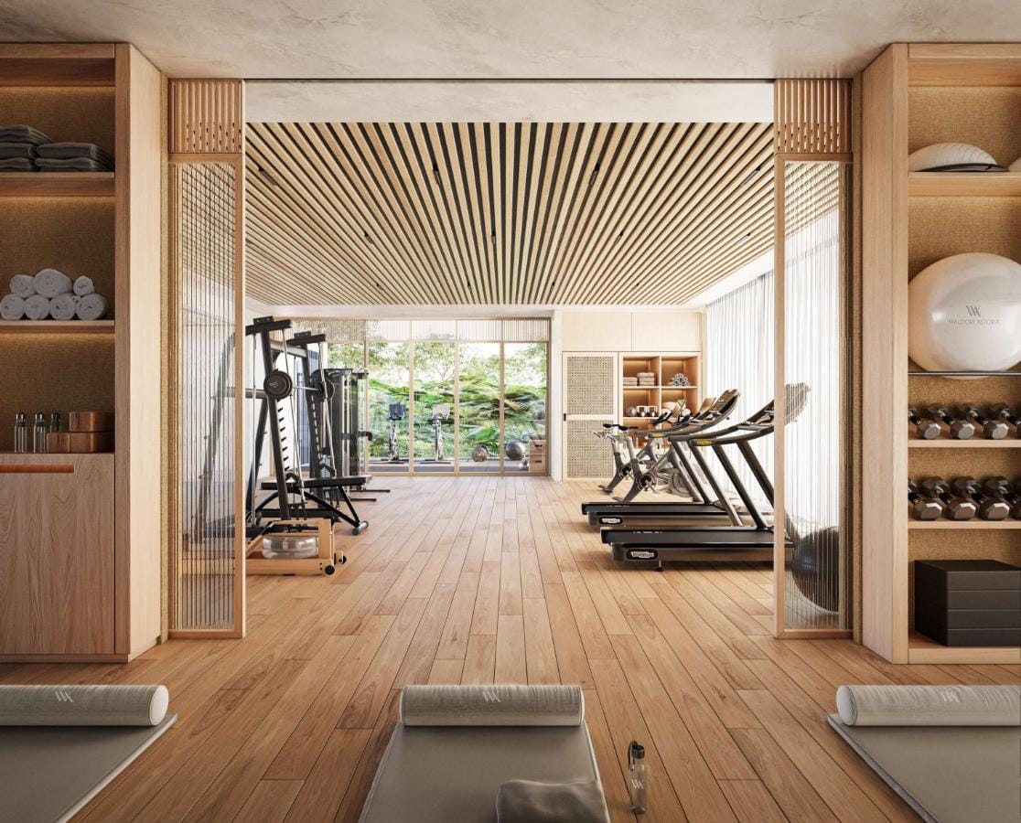 strefa siłowni ze sprzętem do ćwiczeń w waldorf astoria costa rica punta cacique
