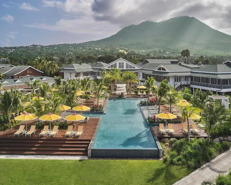 four seasons resort nevis from a drone