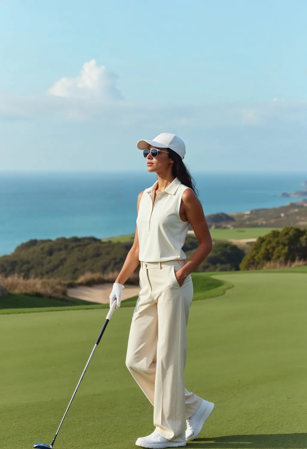 жінка на полі для гольфу