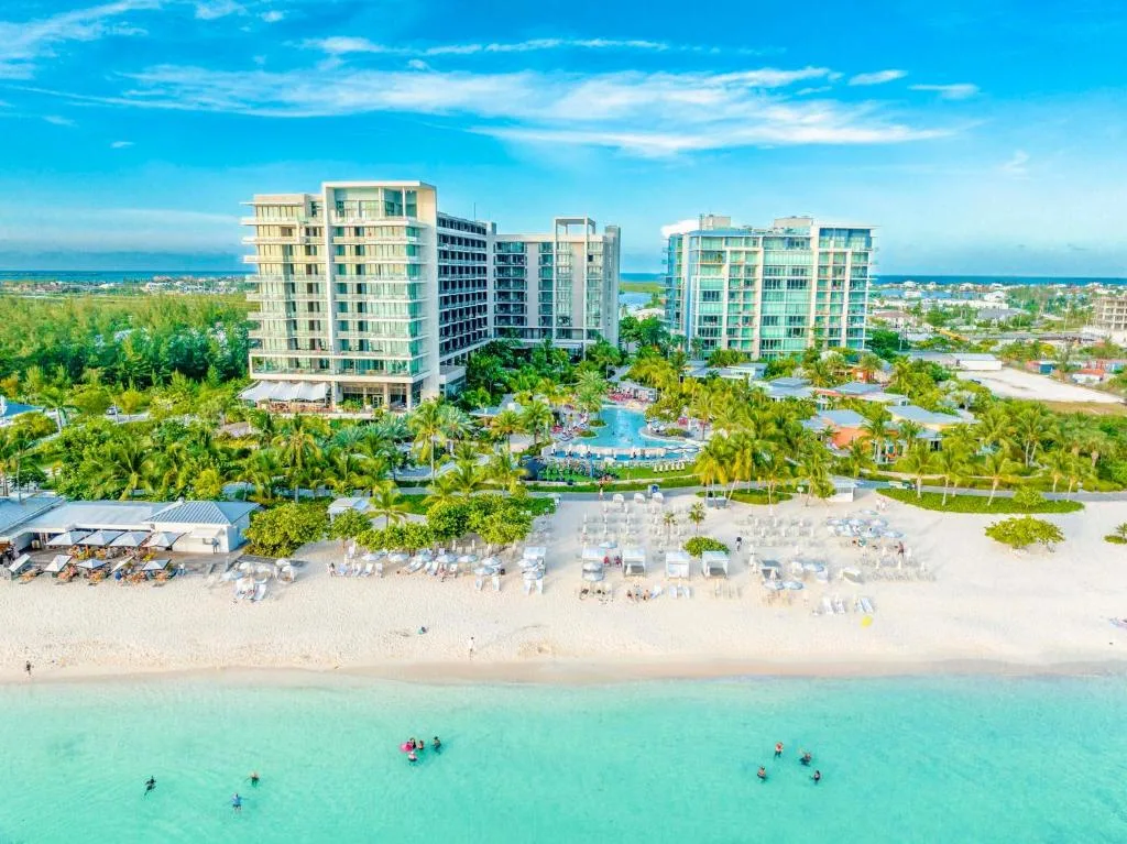 Kimpton Seafire Resort building aerial view from the beach