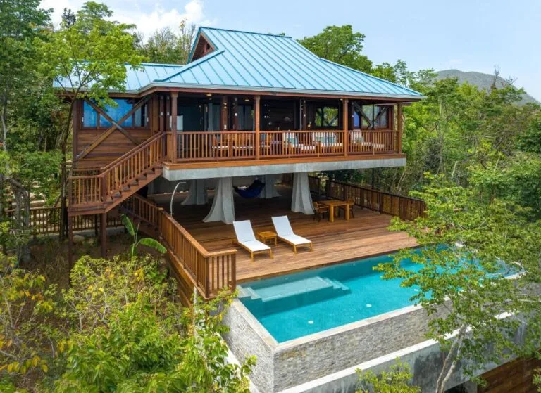 secret bay cottage villa with pool and sun loungers