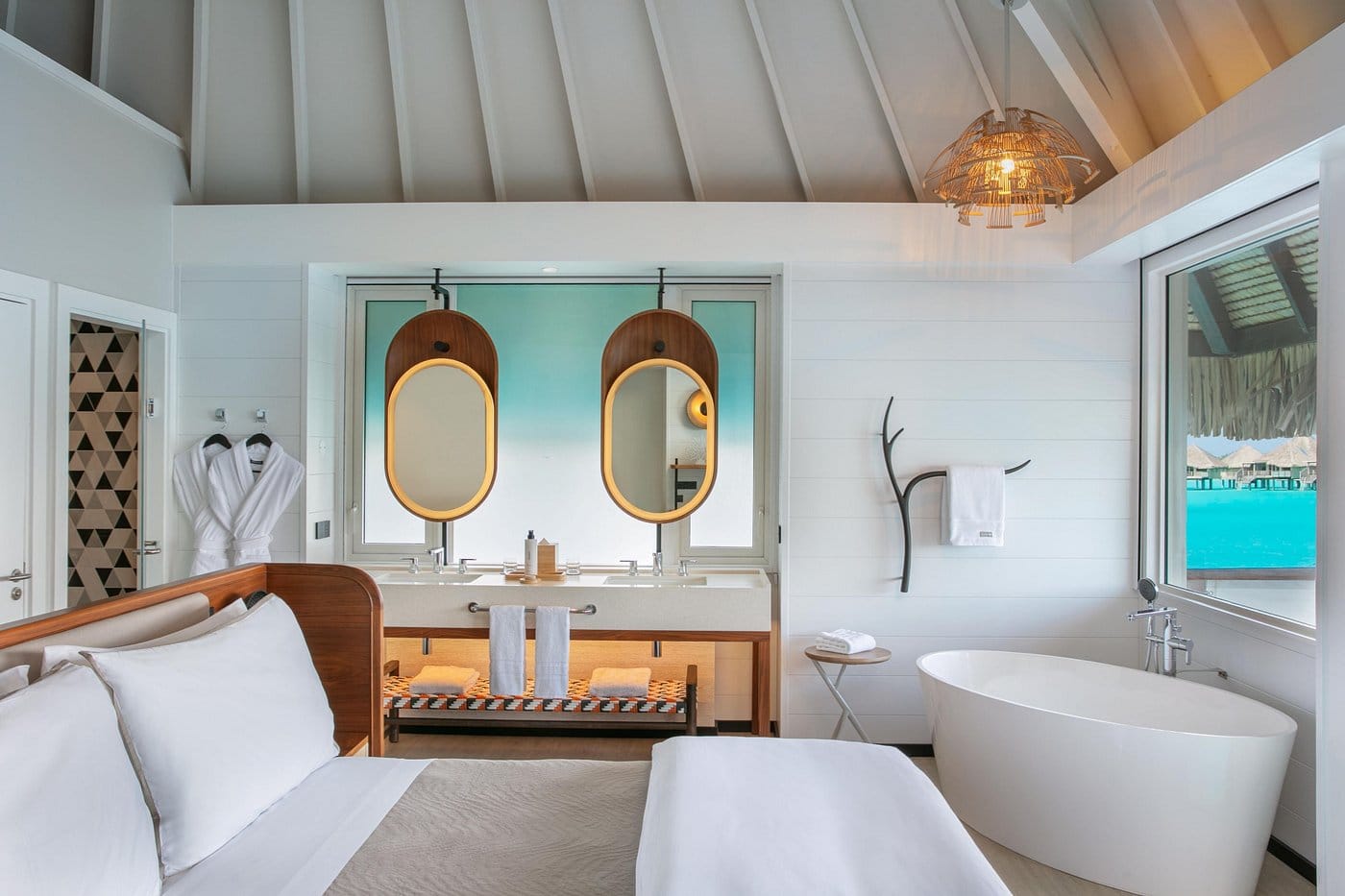 overwater bungalow bathroom