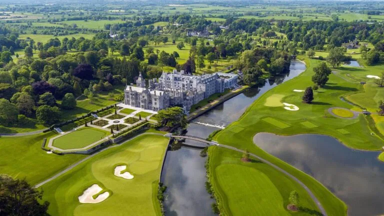 Adare Manor, aerial view of the castle