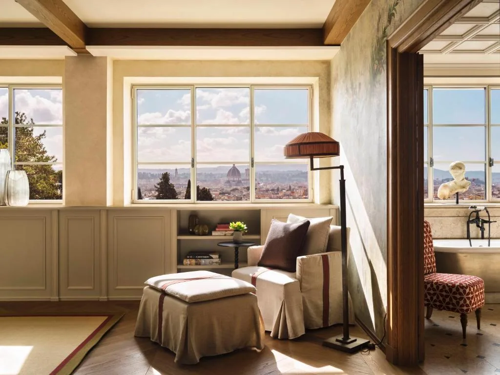 collegio alla querce reading corner in an apartment with a view of the city