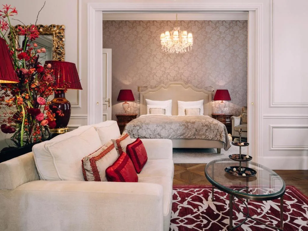 hotel sacher wien living room and passage to the bedroom