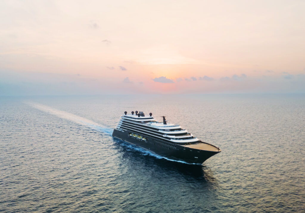 drone exterior of ilma sailing the mediterranean.